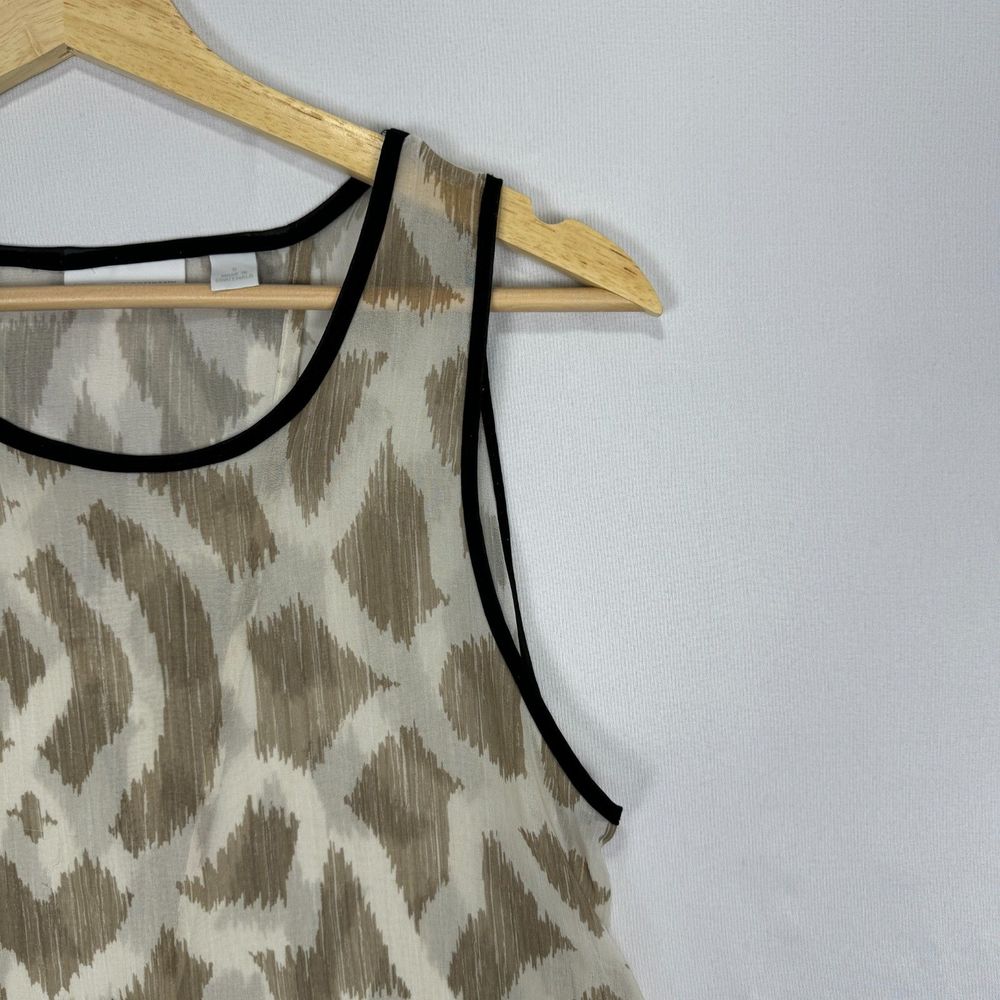 New York & Company Sheer Tank Top Blouse Beige Womens Size Small Open Back Top - Picture 5 of 12